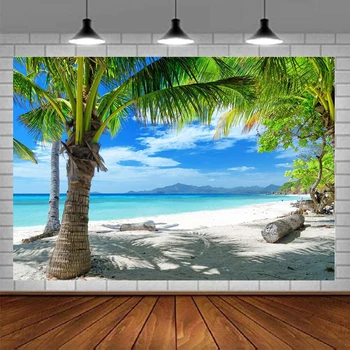 Фонове, за снимки на тропически летен плаж, Хавайски парти Luau, Синьото небе, Морски фон за подпори за фотосесия на открито, на банер, на постер Изображение