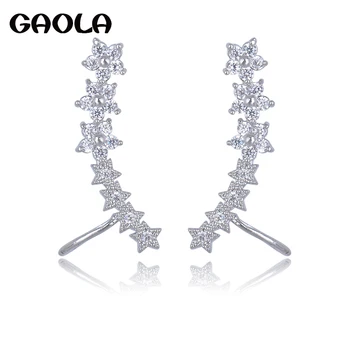 Високо качество на обеци със сребърно покритие-карамфил с фианитами AAA за жени, модни бижута GLE4699 Изображение