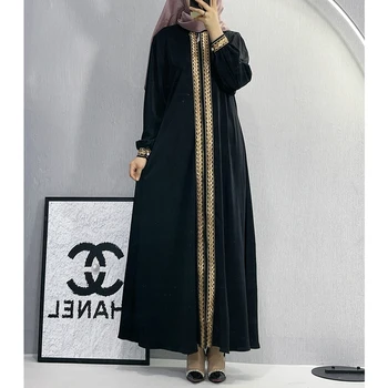 X026Abaya Дубай Турция Е Мюсюлманска Мода Рокля-Хиджаб Кафтан Ислямска Дрехи Макси Рокли За Жени Vestido Robe Musulman De Mode Изображение