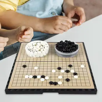 Набор от настолни сгъваем китайски стратегически настолни игри с шахматными фигури Семейна игра за пътуване, къмпинг на открито за възрастни Изображение