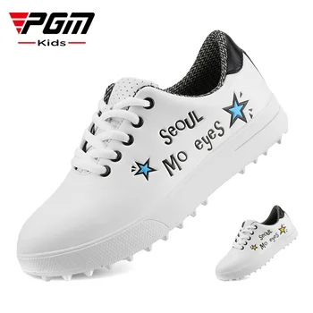 Обувки за голф PGM За момчета и момичета, Водоустойчив Лека Мека и Дишаща Универсална Спортни Обувки За улицата, Универсална Бели Обувки XZ126 Изображение